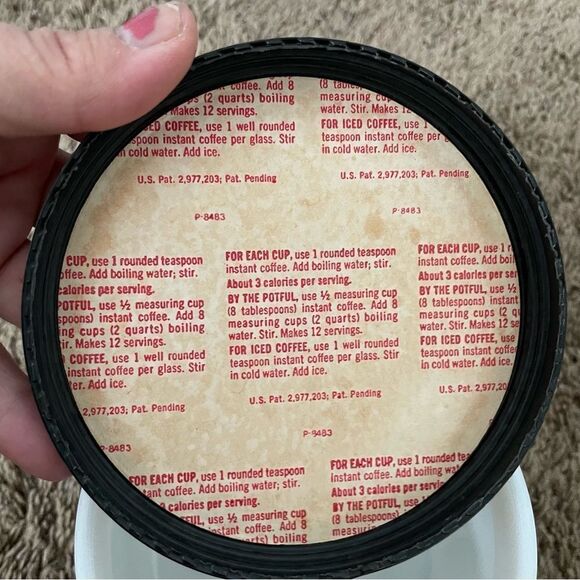 vintage antique black white milk glass winter scene coffee canister container - Picture 3 of 6